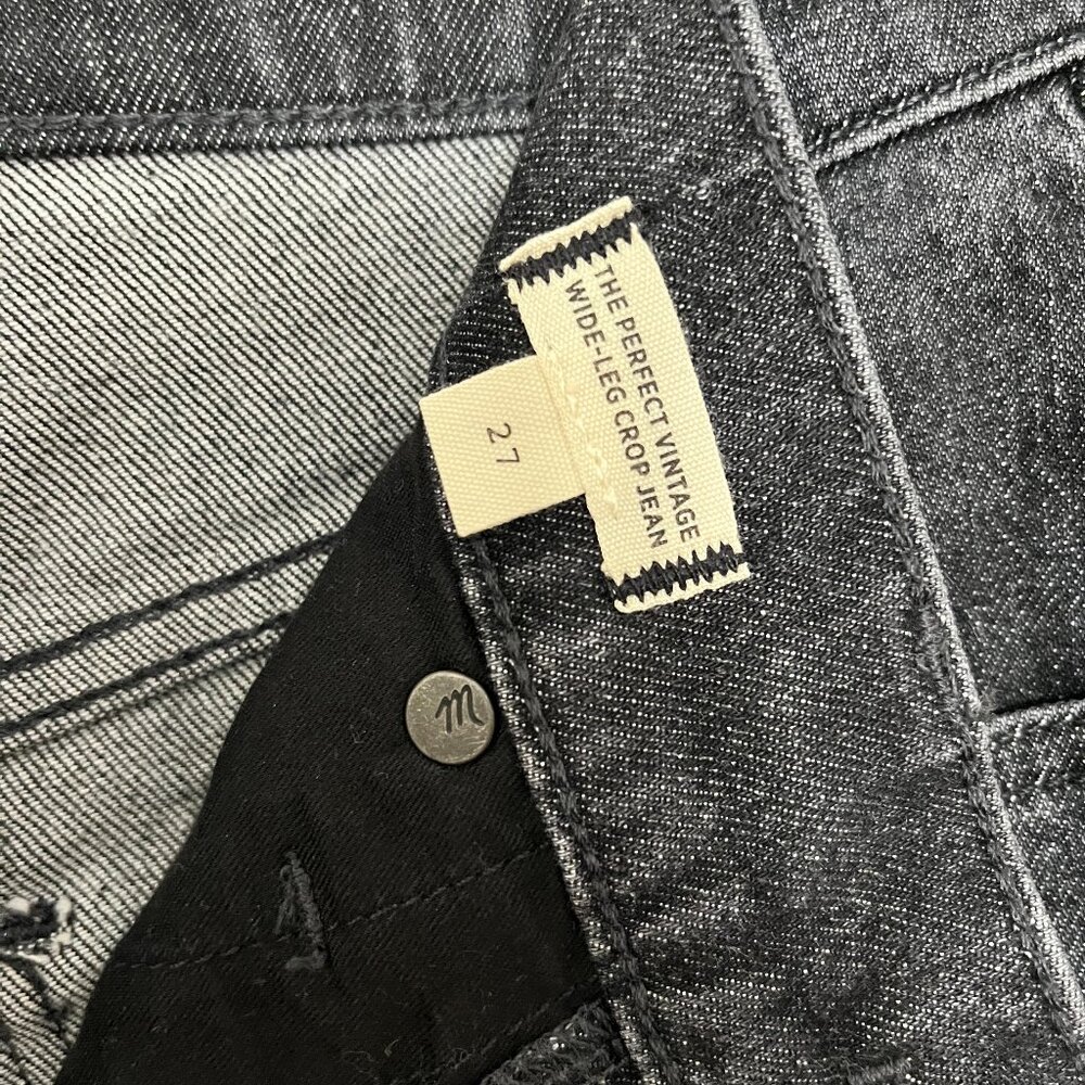 Madewell Perfect Vintage Wide-Leg Crop Jeans | Black | Size 27 | EUC